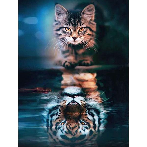 5D DIY Diamant Malerei Katze Strass Bild Diamant Stickerei Reflexion Tier Kreuzstich Mosaik Tiger Wandkunst