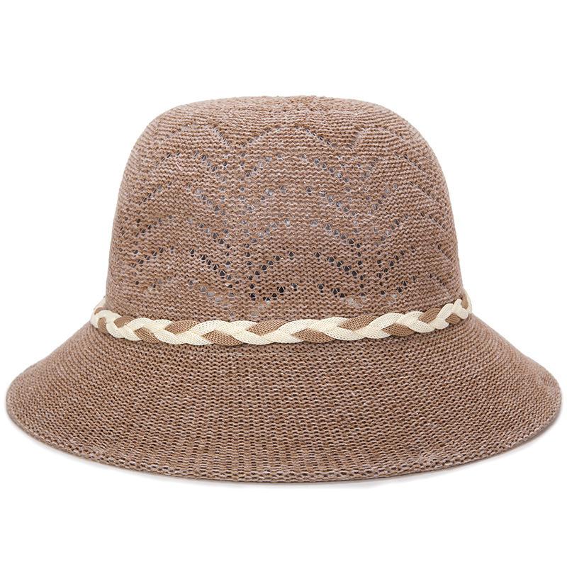 Openwork breathable women's bucket hat casual sun hat middle-aged and elderly pearl flower fashion hat