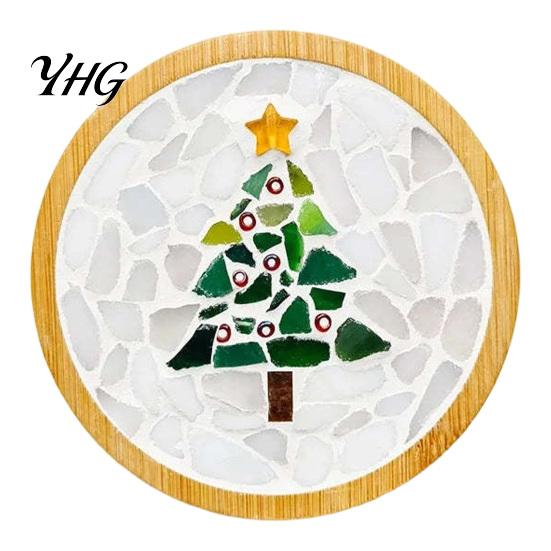 Acrylic Mosaic Tile Art Supplies Christmas Coaster DIY Kit, Festive Santa Wreath Creative Table Decorations Snowman Pattern, Craft Kit for Adults,