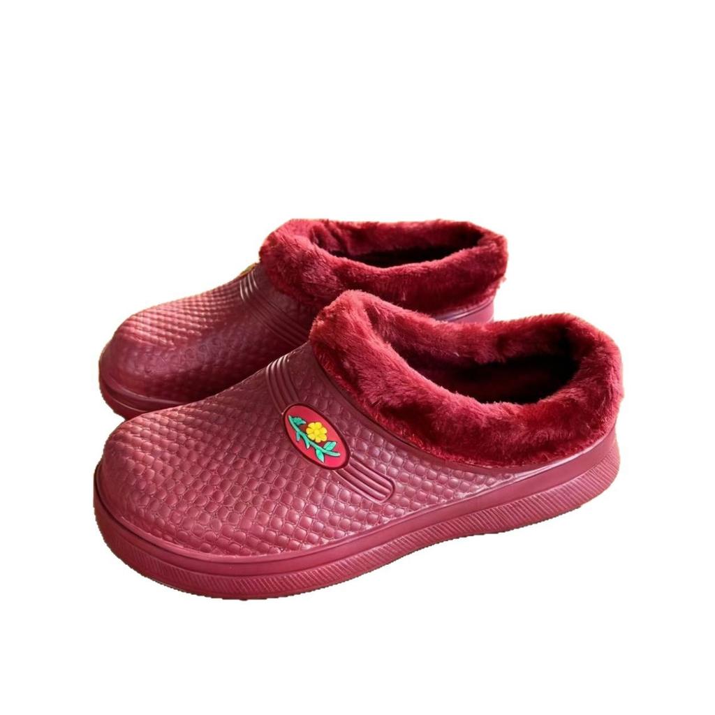 Winter velvet half-mop cotton rain shoes thick-soled integrated EVA warm and waterproof half-slippers cotton slippers