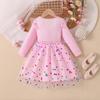 Sweet Girls' Dress Spring/Fall Children's Fashion Long-Sleeve Sequin Mesh Dress