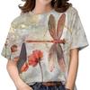 Summer Dragonfly 3D Printed T-shirt Top Short Sleeve Women's Loose Street T-shirt