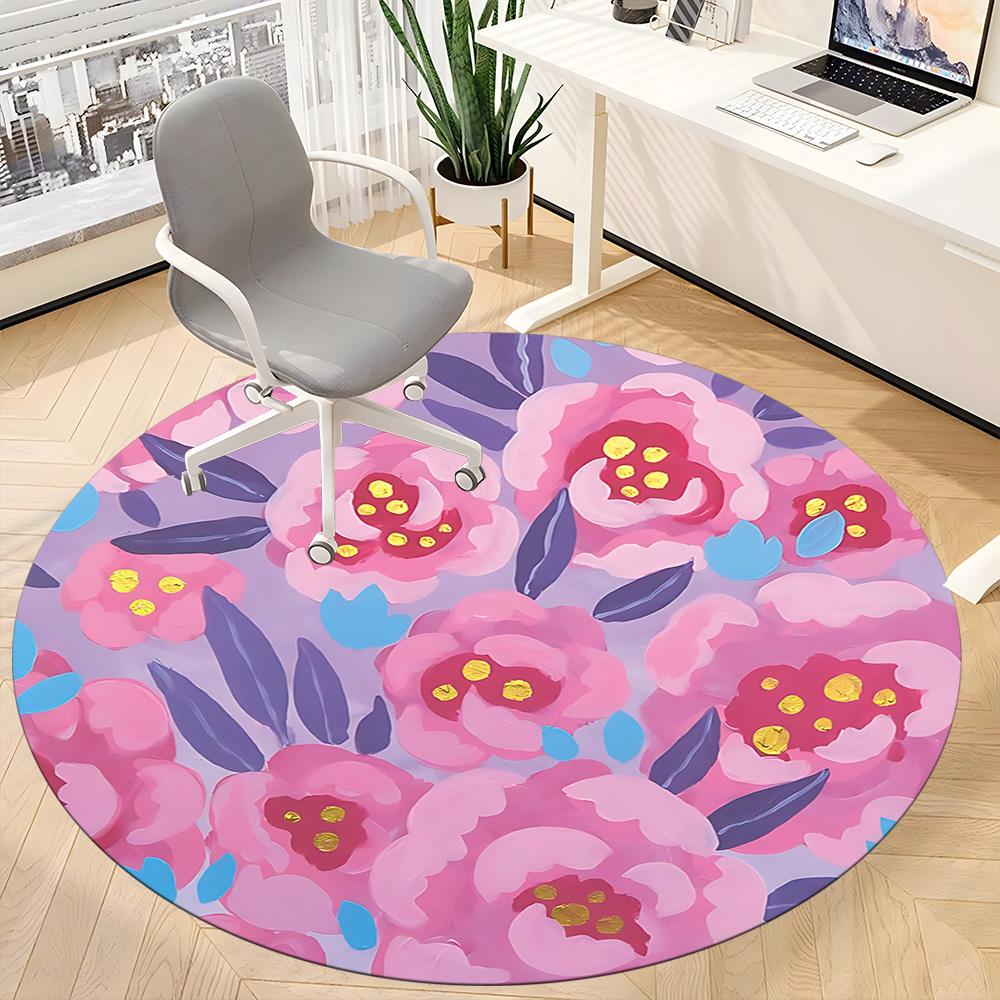 1pc Floral Pattern Chair Carpet for Office - Durable, Ideal for Chair Mats, Stylish & Functional Decorative Rug Yy260203056