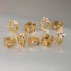 3pcs/Set Elegant 18K Gold Color Adjustable Size Threaded Ring Accessory Stylish Finger Accessories for Fashionistas