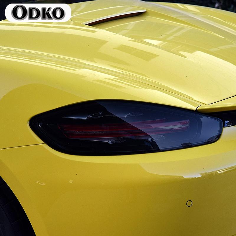 Car Headlight Protective Film Taillight Smoked Black Tint Wrap Vinyl Transparent TPU Sticker For Porsche 718 Boxster Cayman GTS