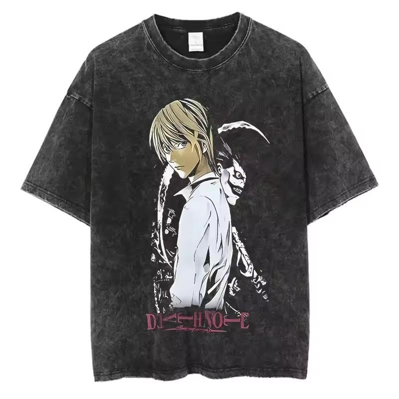 Death Note Anime Wash Short Sleeve Crew Neck Millennium T-Shirt Men S Top And T-Shirt Men S T-Shirt Camis S