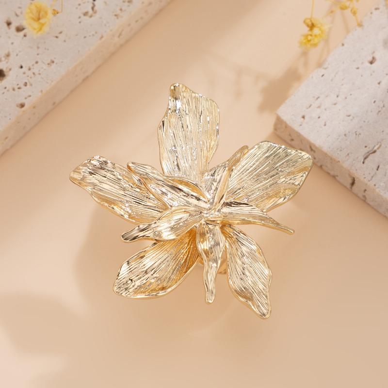 Exaggerated Metal Lily Flower Γυναικεία δαχτυλίδια Κομψό Vintage Ρυθμιζόμενο Ανοιχτό Δαχτυλίδι OL Γυναικεία Δαχτυλίδι Δαχτυλίδι Δάχτυλα Αξεσουάρ κοσμημάτων