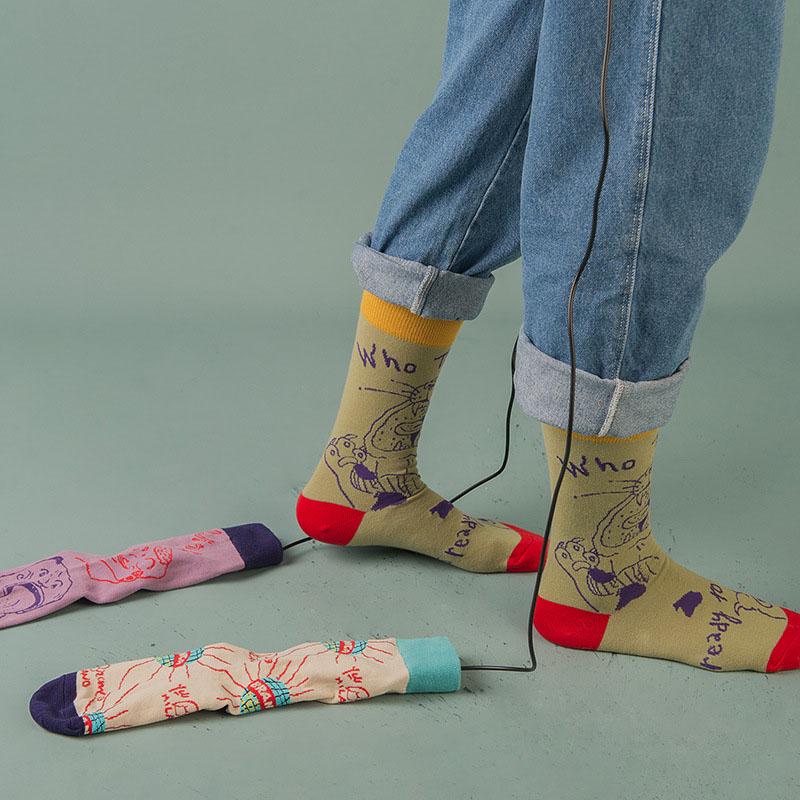 Couples Outdoor Skateboard Sox Autumn/Winter Creative Abstract Art Harajuku Hip Hop Streets Tide Sock Colorful Happy Funny Socks