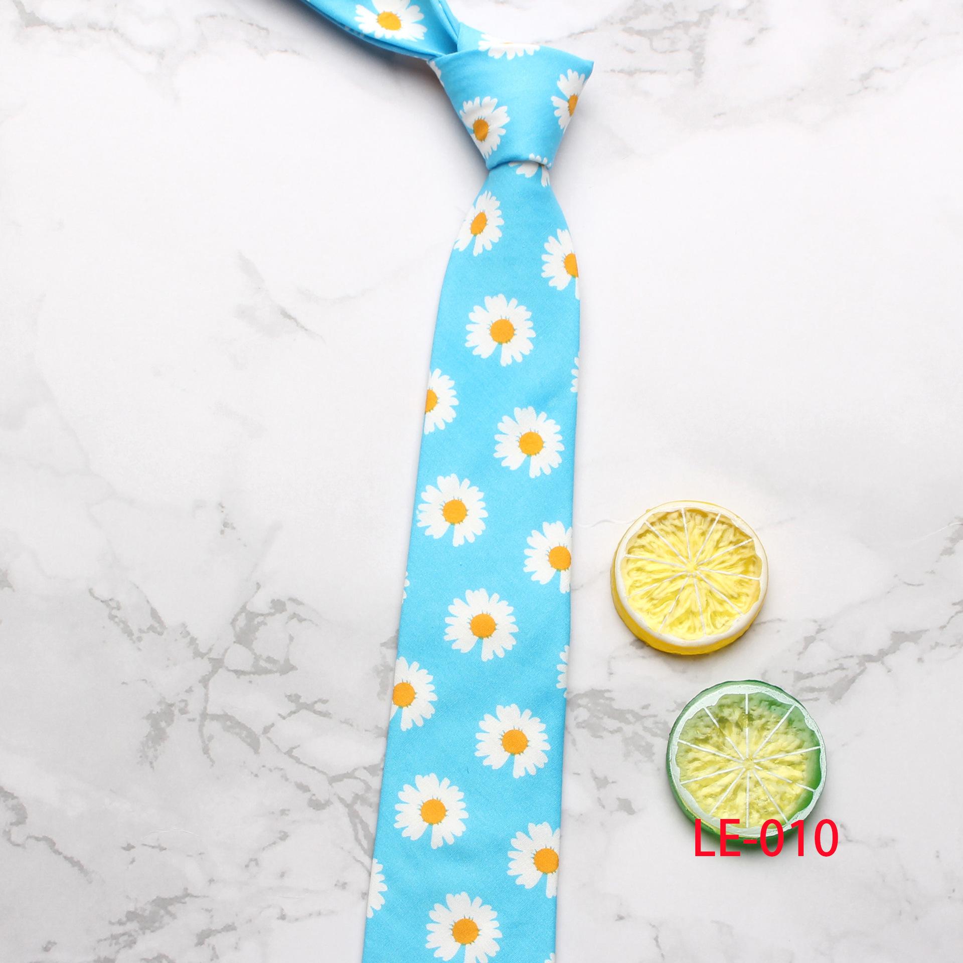 

Ins Small Daisy Fresh Casual Популярный мужской и женский хлопковый галстук с принтом