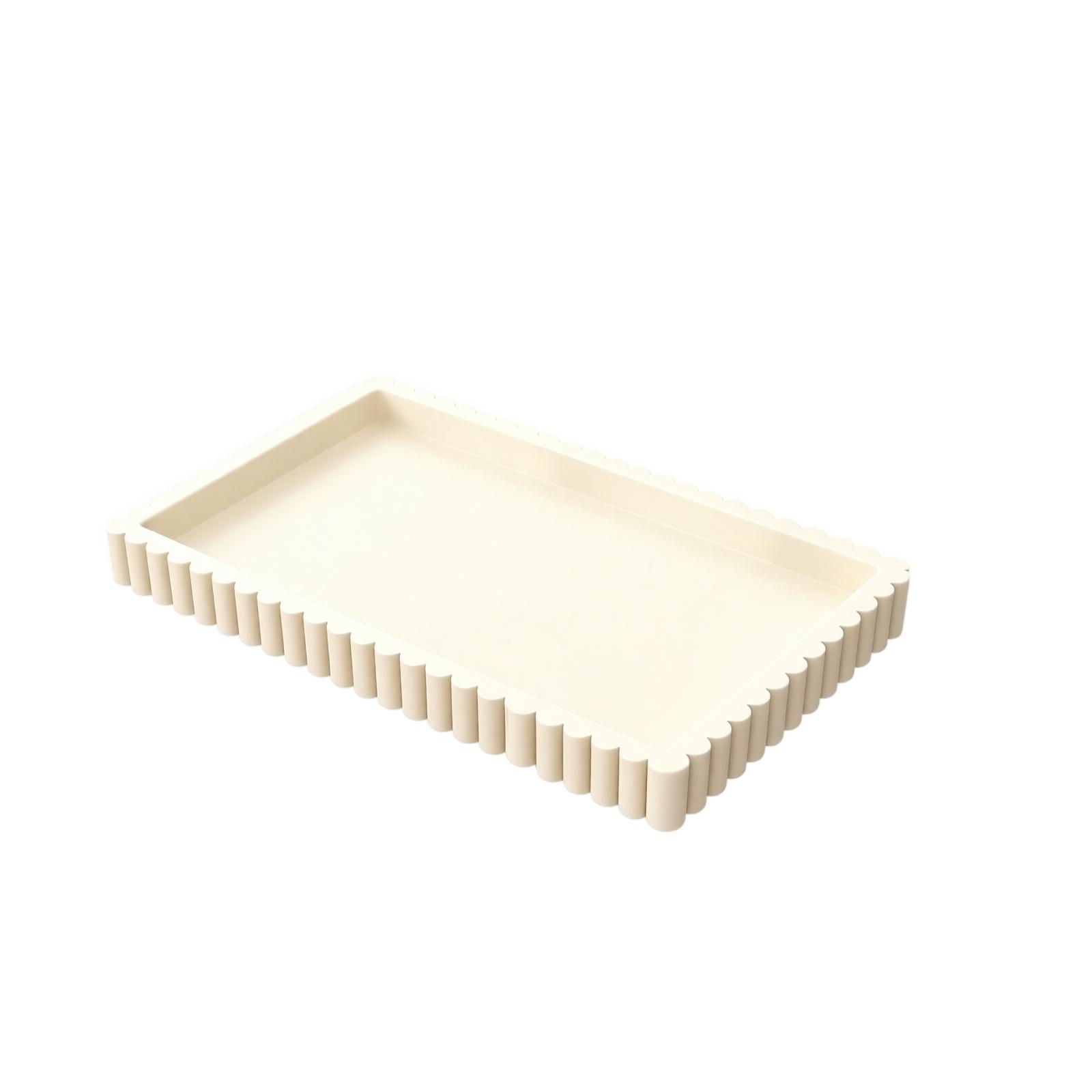 Square Silicone Bathroom Tray with Wavy Scalloped Edges for Sink and Organization One Size