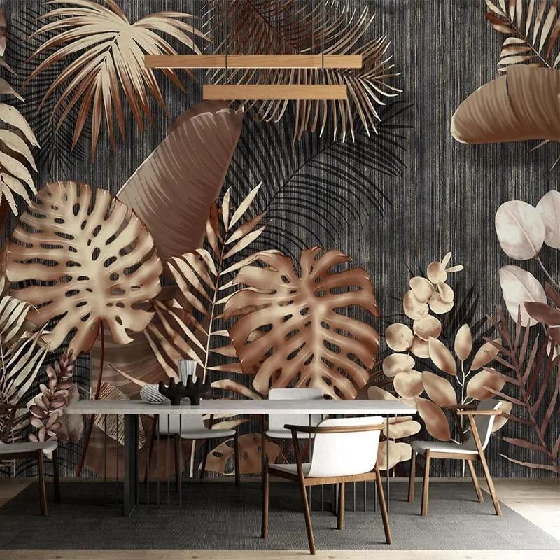 3d Photo Wallpaper Tropical Plant Leaves Murals Living Room Luxury Background Wall Murals For Bedroom