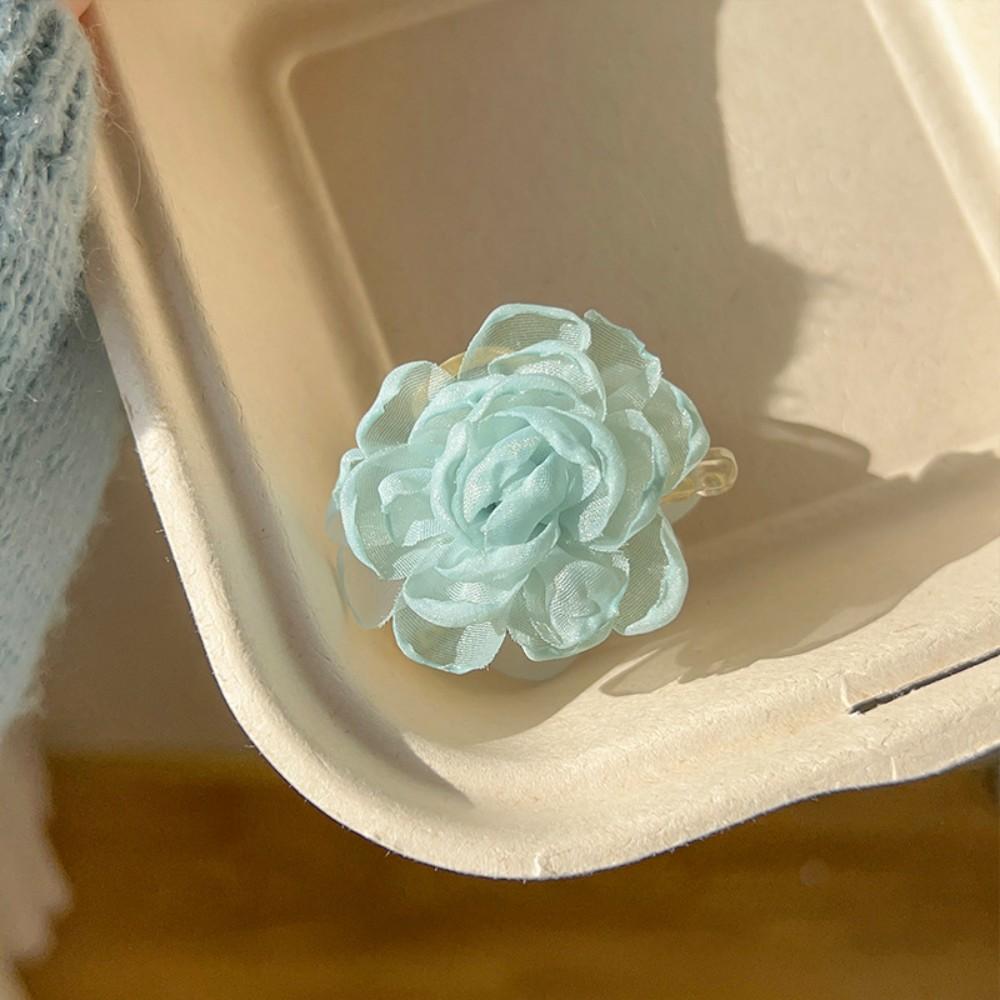 Green Themed Flower Hair Claw Clip Side Bangs Hair Clip Mesh Fake Flower Atmosphere Hairpin Seaside Vacation Hair Accessories