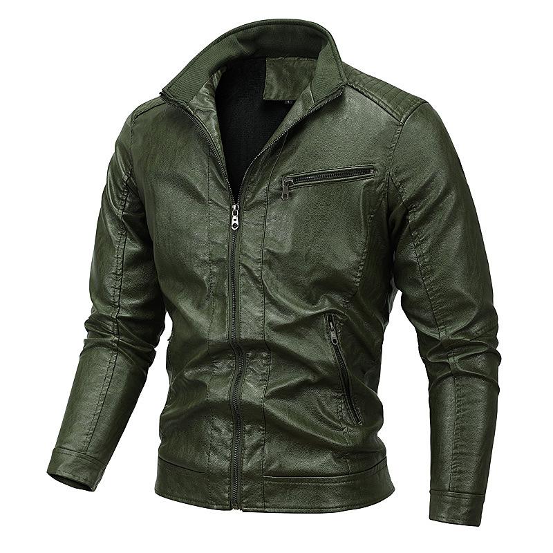 Autumn and Winter Outdoor Thick Leather Jacket Men's Warm Jacket Men's Motorcycle Leather Jacket Men's Clothing