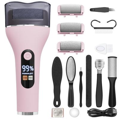 MC Corporation Rechargeable Electronic Foot File Callus Remover 40-Inch Foot Care Kit Pink