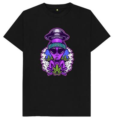 Trippy Alien Kiffen UFO Raumschiff T-Shirt