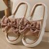 Fashion Linen Women Slippers 2025 Summer Home Slippers Comfortable Thick Sole Platform Ladies Fashion Bowknot Indoor Slipper Wholesale