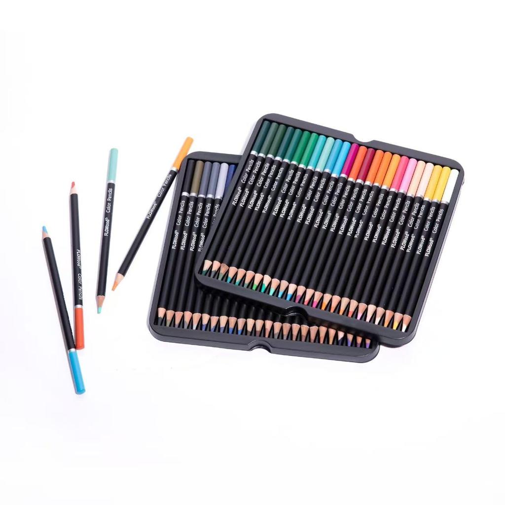 FLOwood Colored Pencil for Smooth Wooden 48-Color Set, Artists, 3.0mm Core, Layerable,