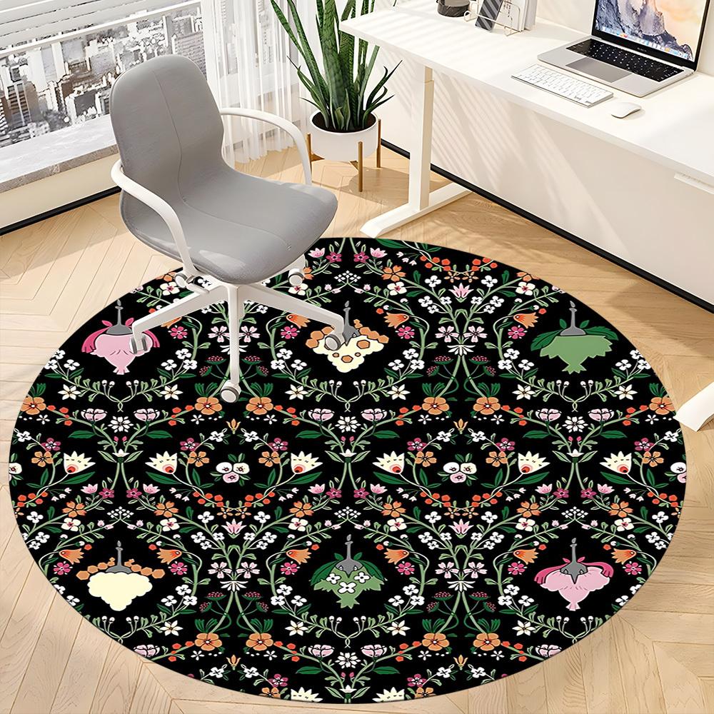 1pc Floral Mandala Office Round Rug, Non-slip, Soft and Durable Office Rug for Interior Decoration, Perfect for Office, Beautiful Decoration yy2603230