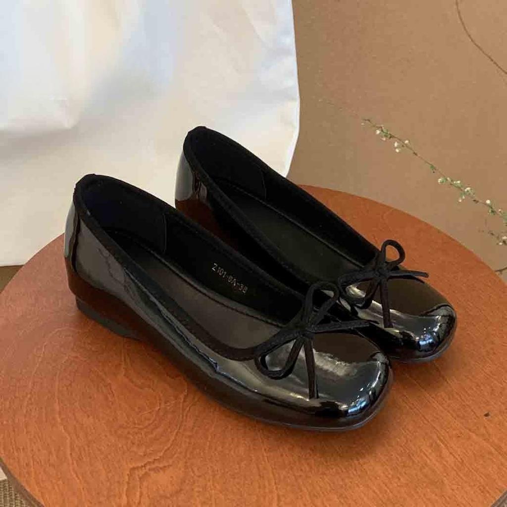 Inner heightening bow red light mouth single shoes women's 2025 spring new French gentle temperament commuter ladyshoes