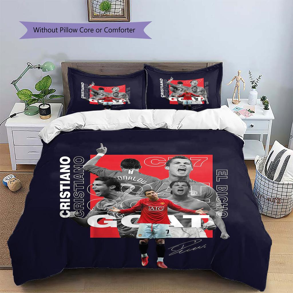 Biancheria da letto con motivo CR7, Set piumone Copripiumone Federa Regalo di Compleanno per la Casa(1 * copripiumino + 2 * federa, senza nucleo)