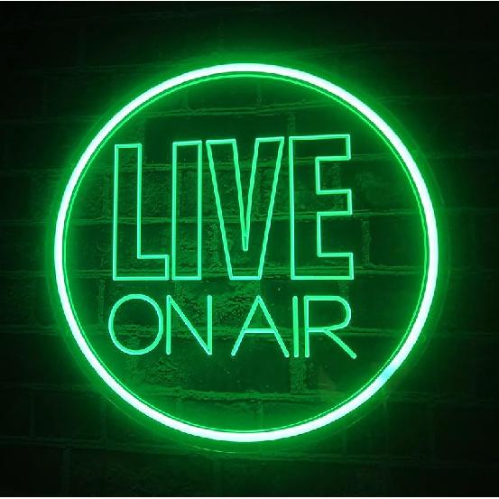Neon Live On Air Light Sign, USB Powered On Air Led Light Up Sign, Dimmable Wall Décor Round On Air Streaming Neon Sign for Streamer, Gamer, Game