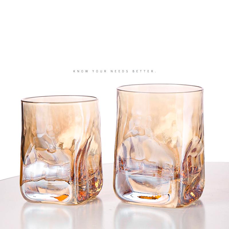 2 st Regnbågs Hamrad Whiskeyglas, Tungviktigt Vattenglas, Vattenmugg, Juiceglas Vinglas Dricksglas Set om 2