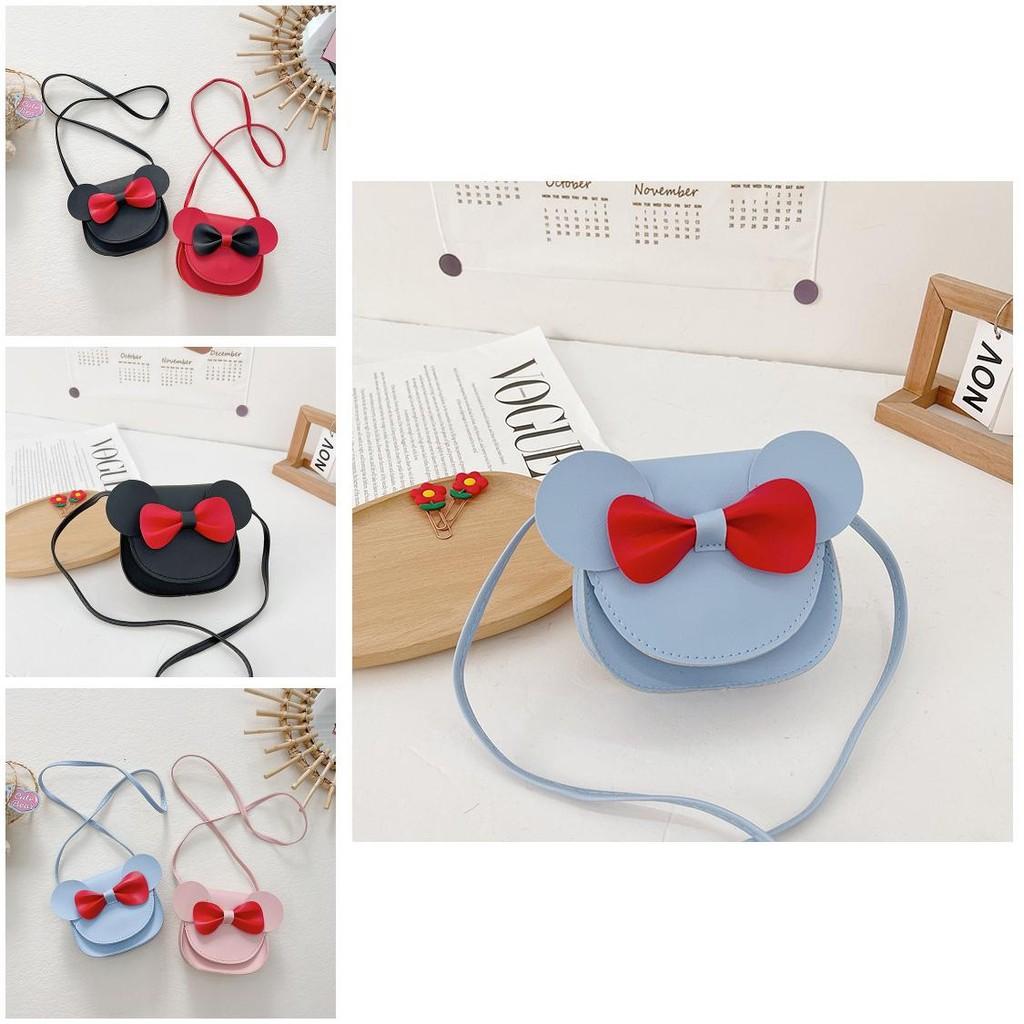 Kids Girls Butterfly Bow Pu Small Shoulder Bag With Flower Pattern For Daily Use