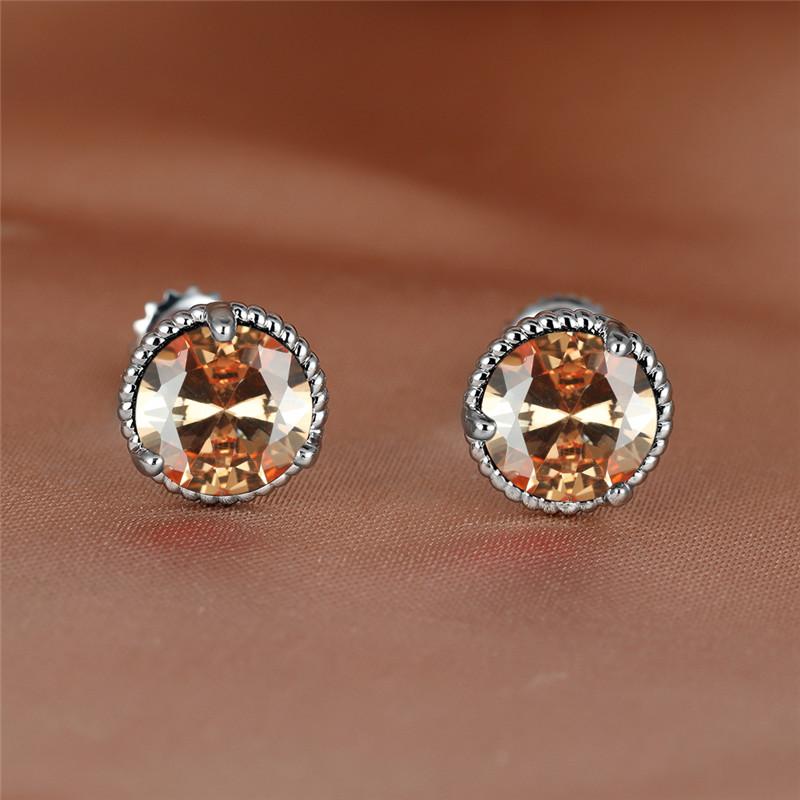 Vintage Screw Back Earrings for Women Men Gold Color Multicolor Zircon Green Blue Black Purple Crystal Wedding Stud Earrings CZ