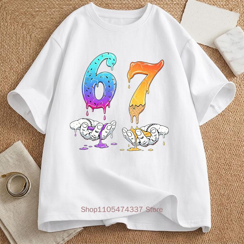 Six Seven Graphic Print Tshirts Summer Unisex Unisex Casual Fashion Funny Loose Streetwear Tops Crew Neck Short Sleeve Tshirts
