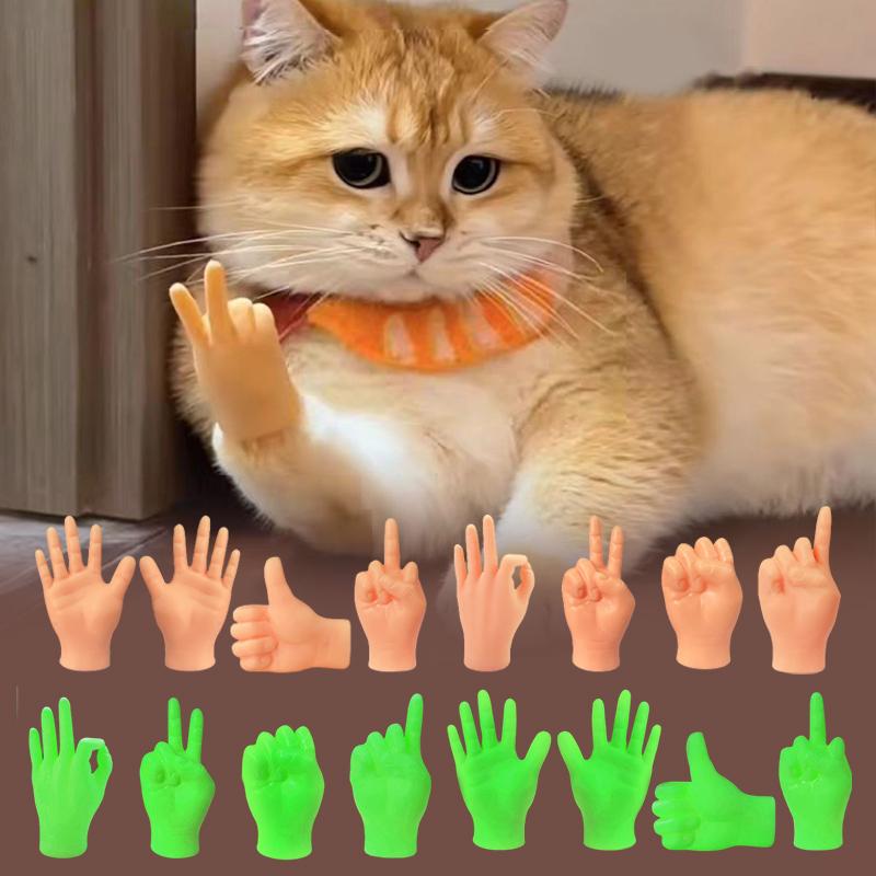 1Set Cat Interactive Funny Gesture Toys Mini Multi-Style Teasing Cat Finger Human Fake Hand Gloves Pet Toys Supplies