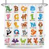 Cartoon Animal Alphabet Shower Curtain For Kids Abc Educational Learning Tools Baby Girls Boys Colourful Bath Curtain Bathroom
