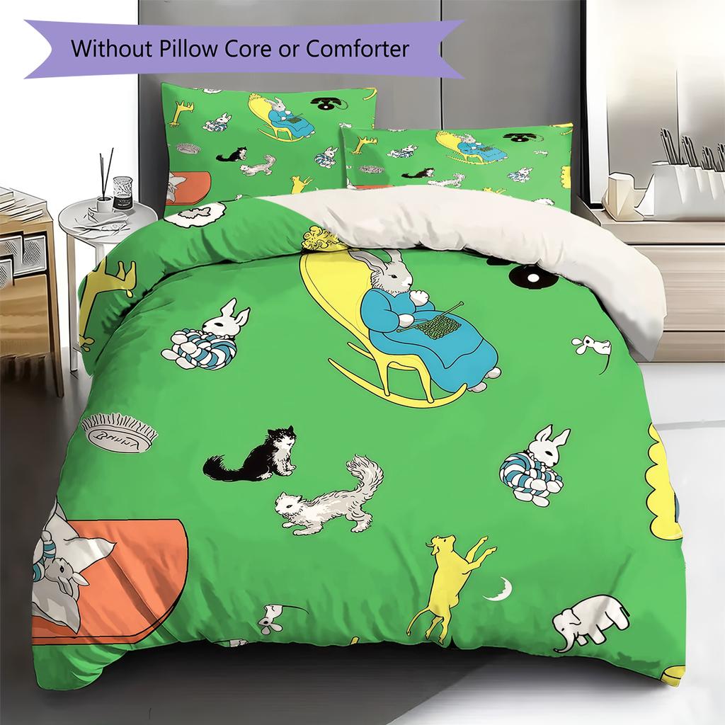 Goodnight Moon Pattern Bedding,Quilt Set Quilt Cover Pillowcase Home Birthday Gift (1 * duvet cover + 2 * pillowcase, without core)