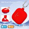 MHYALUDO AirPods 4th Generation Case Military Grade Soft Silicone Shock Absorbing AirPods Case with Keychain and Cleaning Red Cover, Kit,