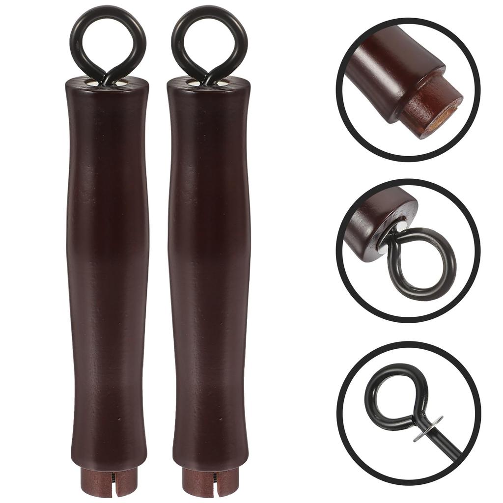 Beavorty Wooden Pot Handles, Set of 2, Heat-Resistant, Covered, Wok Handles, Replacement Non-Slip Pull-Out Handles, Kitchen Utensils, 19.00x3.00cm