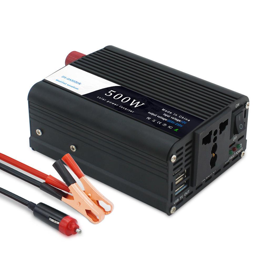 500W Black Portable Automatic Transformer Dual USB Universal Socket Voltage Converter