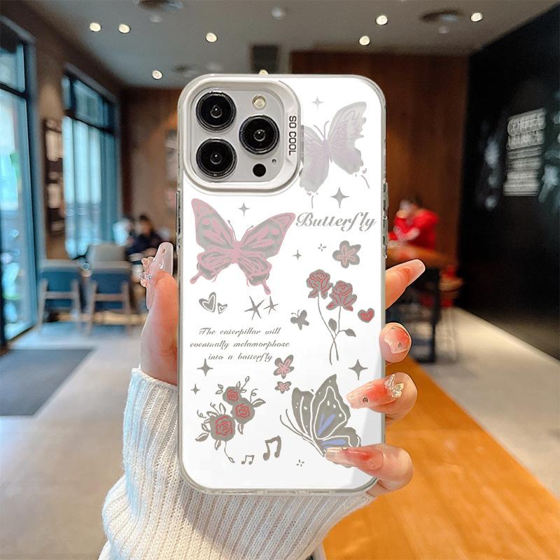 Applicable to Apple 11promax mobile phone case, new iphone11 advanced sense 11pro white background flower butterfly 11/in