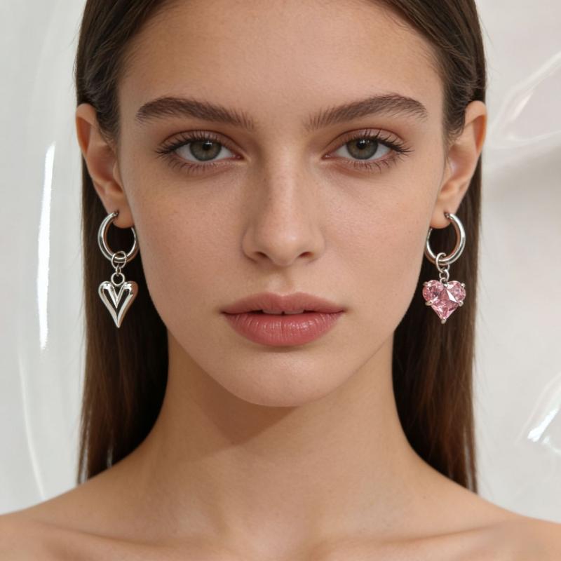 Pink Love Heart Zircon Pendant Earrings For Women Earrings Party Gifts Earrings For Women Jewelry Accessories