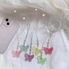 Y2k Girl Heart Butterflies Tassels Pendant Crystal Acrylic Bead Keychain Sweet Car Bag Accessory Phone Shell Pendant