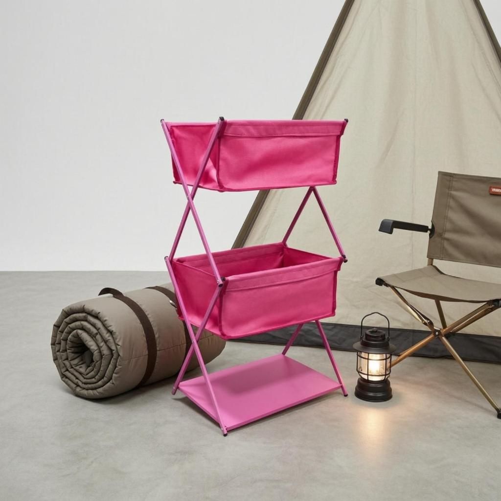 X-Style Folding Storage Rack Open-Shelf Multi-Level Space-Saving