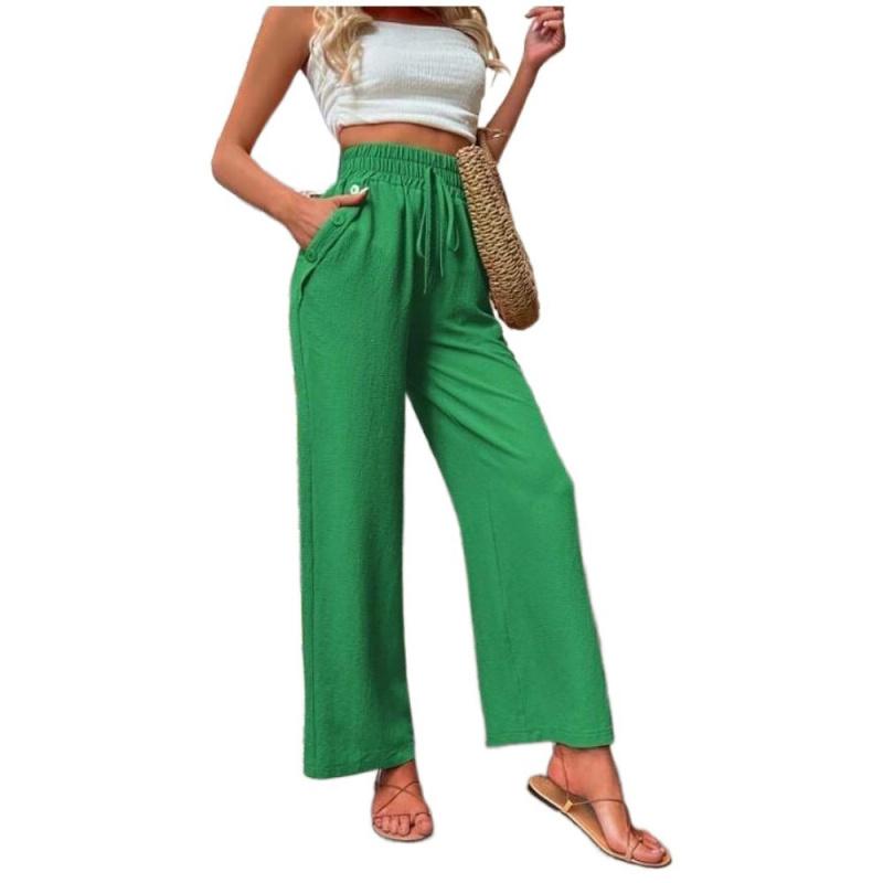 2026 Frühling/Sommer Neue Damen Einfarbige Freizeithose Elastisch Hoher Bund Locker Lange Hose