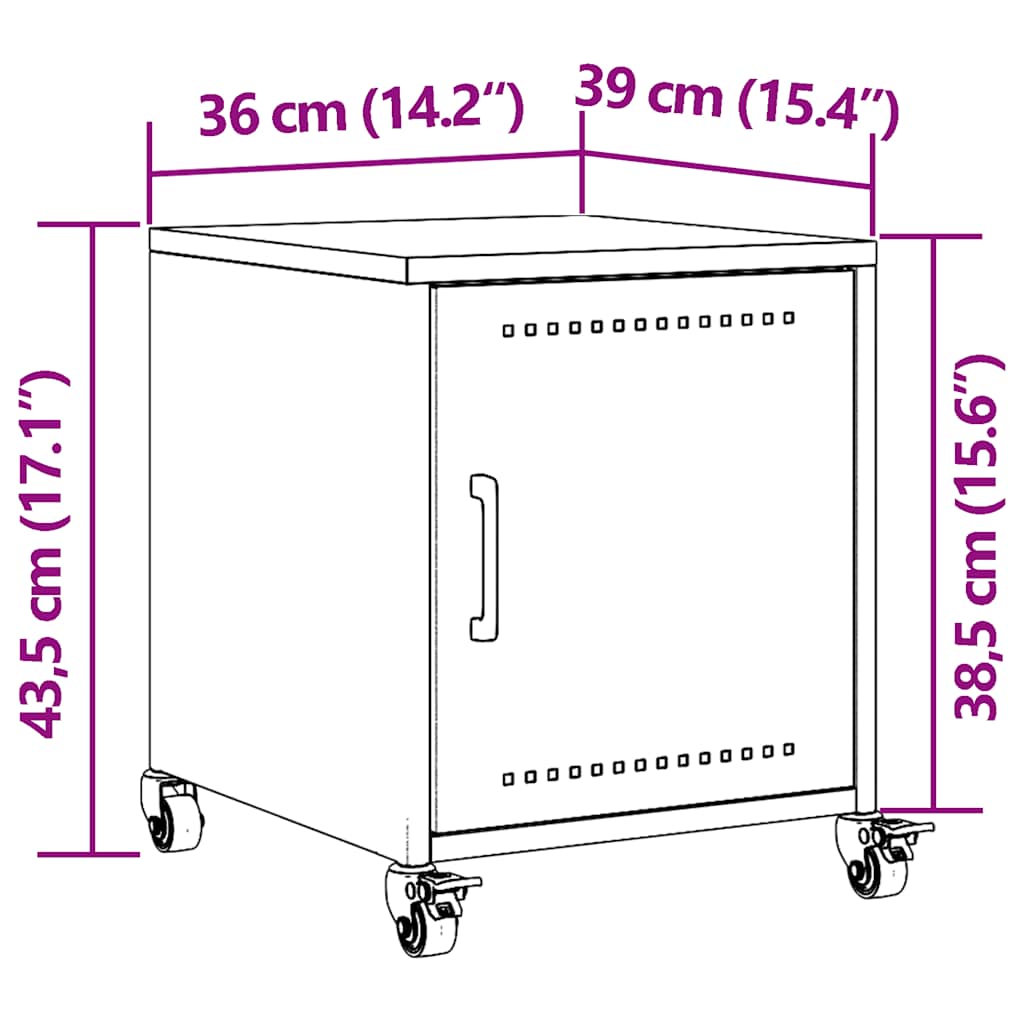 Nightstand Black 36x39x43.5 Cm Steel