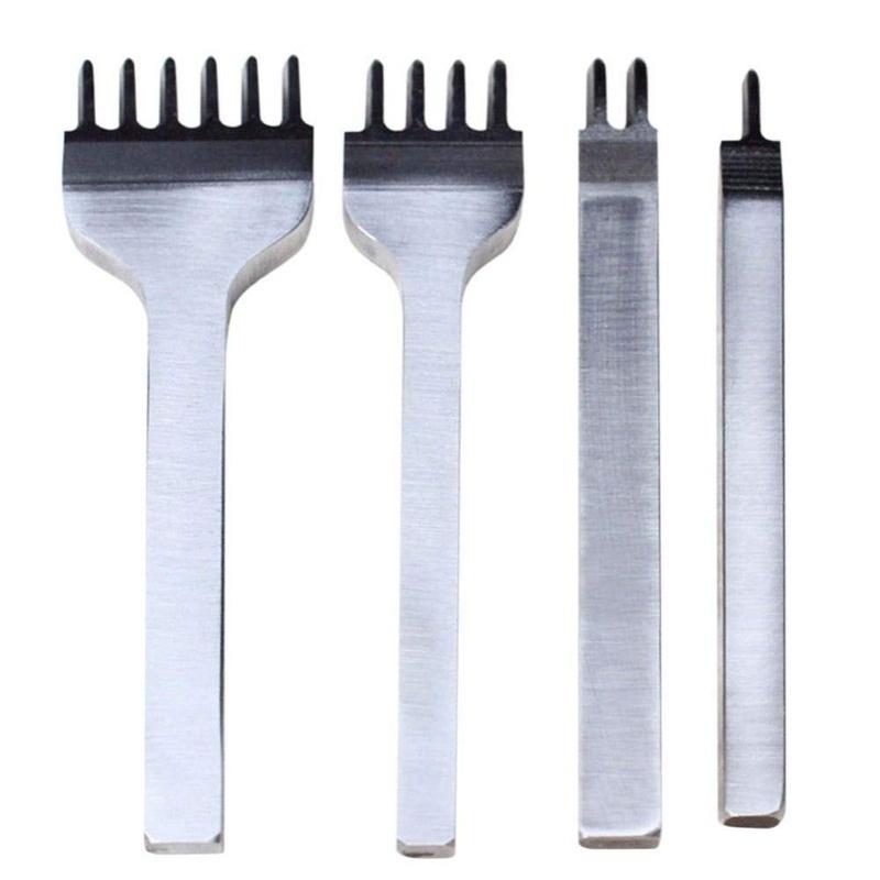 4Pcs Prong Leather Craft Tool Diy Leather Tools Hole Punches Stitching for Leather Belt Punch Tools