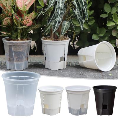 Creative Nursery Pot Transparent Self Absorbing Water Flowerpot Lazy Flowerpot Double-Layer Plant Planting Pot Gardening Tool