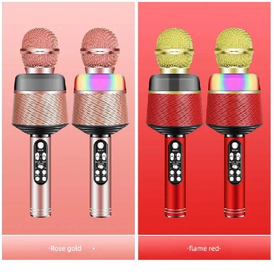 Wireless Bluetooth Karaoke Microphone, 5-in-1 Portable Handheld Mic Speaker with Dynamic Lights, Karaoke Microphone for Adults