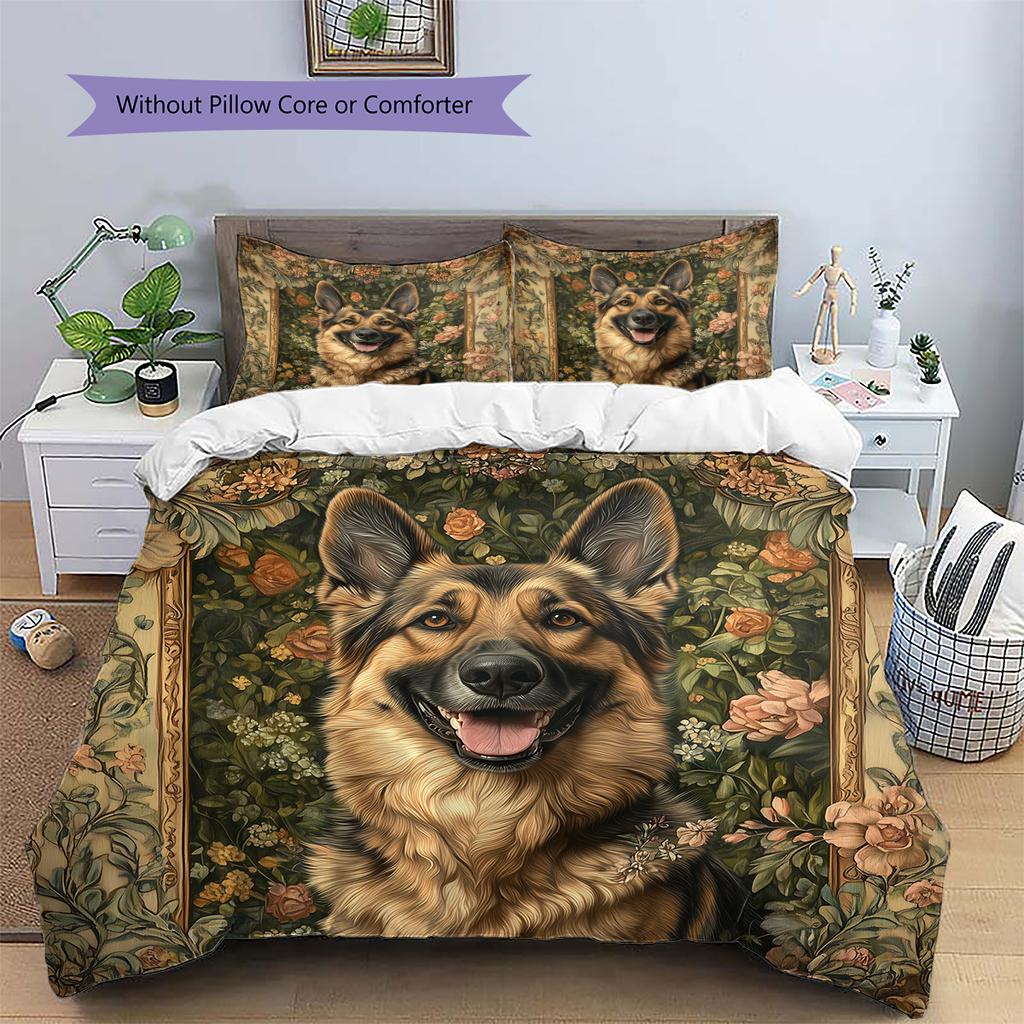 German Shepherd Pattern Bedding Home Decoration Birthday Gift (1 * duvet cover + 2 * pillowcase, without core)