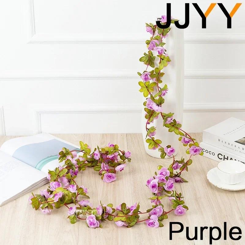 

1 шт. 250 см Гирлянда из искусственных цветов Креативная элегантная розовая гирлянда Подвесная лиана для свадьбы, дома, вечеринки, настенного украшения фиолетовый