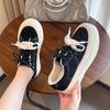 2025 New Black Canvas Shoes for Women's Autumn Korean Version of Students Platform Shoes Versatile Casual Campus Wind Shoes for Women