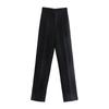 Fashion Women's Pants Office Lady Solid Straight Casual Pants Vintage High Waist Zipper Trousers