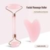 Rose Quartz Dual Roller & Heart-Shaped Resin Beauty Massager Set