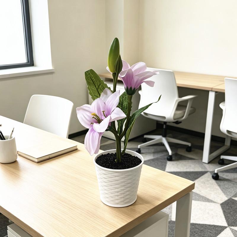 Lily Artificial Plant Decor For Home Office With Realistic Faux Flowers And Elegant Base